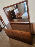Mid-Century 12 Drawer Dresser w/Mirror 
Mirror