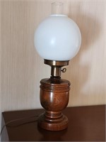 Electric wood & Brass Hurricane Lamp