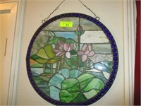 "Berry Pickers" and stained glass hanging