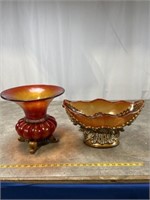 Orange colored resin vase and table centerpiece