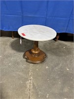 Wood end table with round marble top