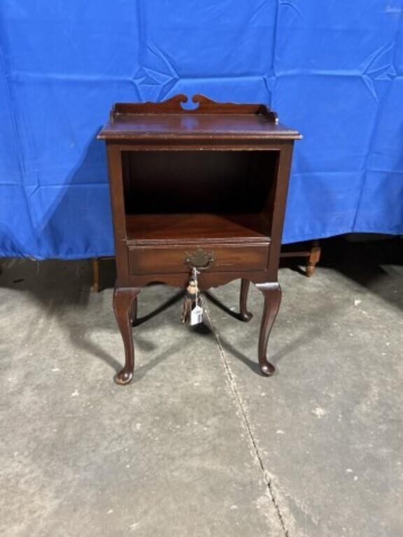 Vintage wood telephone table with drawer