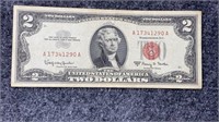 1963 A Red Seal $2 Bill US Currency Note