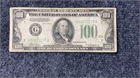 1934 US $100 Federal Reserve Note US Currency