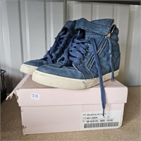 Navy Denim High Top Zip Up Sneakers Size 10