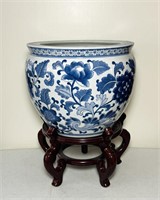 Blue & White Porcelain Fishbowl Planter