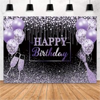 $19  Birthday Backdrop Diamond Balloon 7x5ft Black