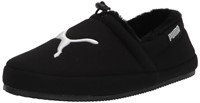 PUMA Men's Tuff Moccasin Slipper, Black/White, 9