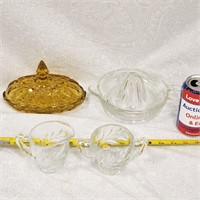 Vintage Antique Glass Lot Reamer Butter Dish Plus