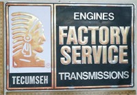 Tecumseh Engine Service Pressed Aluminum Sign