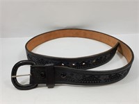 Black 40" Leather Belt with Exchangable Buckle