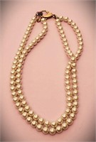 GORGEOUS SIGNED EXPRESS 2 STRAND PEARL NECKLACE