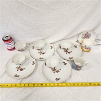 Group of Vintage Coffee & Tea Cups Snack Platters