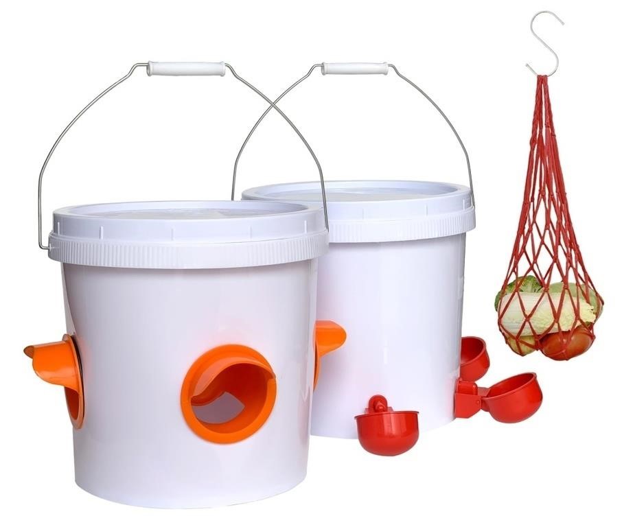 Automatic Chicken Feeder and Waterer Set, Hanging