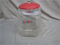 Antique Original Vintage Lance Jar W/Red Metal Lid