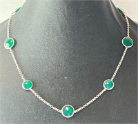 18" Sterling Green Onyx Necklace 8 Grams