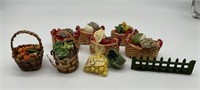 Miniature Fruit & Veggie Baskets, Lemons & Basket