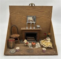 Small Diorama Wall Hanging w Mouse & Some Furnitur
