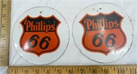 Phillips 66 Badges. Cut from a Gas Pump or sign