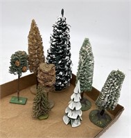 Vintage Model Railroad/Miniature Pine Trees w/Snow
