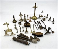 Miniature Fireplace Tools Pokers, Bellows, Candles