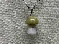 Mushroom Gemstone Pendant & 18" Necklace