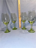 4 Green glasses wine glasses