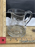 Etched glass 5 inch pitcher