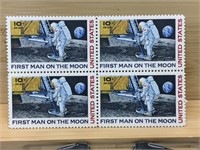First Man on the Moon US Stamp Block