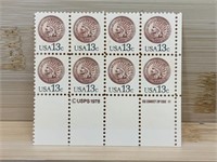 1978 Indian Head Cent US Postage Stamp Block