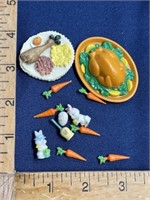 Miniature dollhouse Easter plates of food