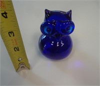 ART GLASS BLUE OWL