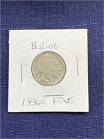 1936 s buffalo nickel coin