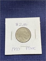 1937 buffalo nickel coin