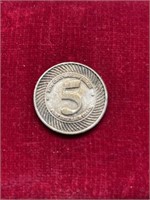 Fort Erie rack track 5 cent token gaming coin