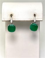 Sterling Silver Green Onyx Earrings 4 Grams