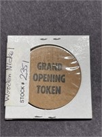 Wooden “Nickel” token Grand opening Restaurant