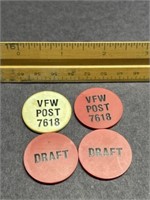 VFW draft bottle beer token lot plastic