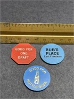 Good for draft bottle beer token Lot Bubs place,