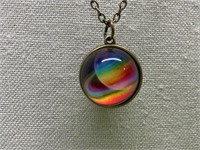 Galaxy Ball Space Pendant & 18" Necklace Chain