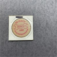 Political wooden nickel token