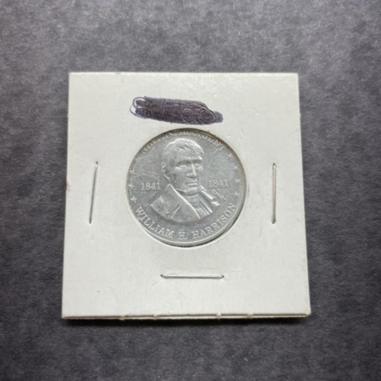 William H, Harrison, shells Mr. President, coin