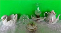 Group lot Limoges Aladdin Oil lamp crystal tea pot