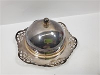 Silverplate Butter Dish with Glass Liner England