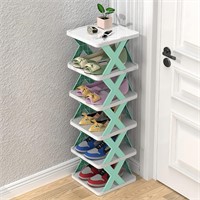 $20  6 Tier Shoe Rack  White/Green  Stable