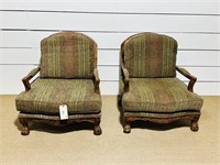 Pair of - Clawfoot Lions Head Upholstered Chairs