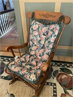 Wood rocking chair with cushions