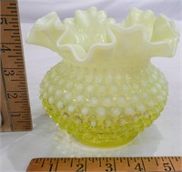 Fenton? Opalescent Vaseline Glass Vase