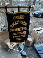 1974 state fair champion jersey bull felt banner