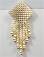 Unique 1980's Faux Pearl Brooch